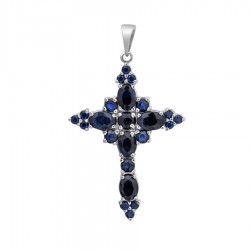 Silver cross with sapphires