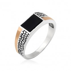 Silver men's ring with gold details