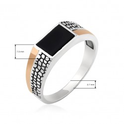 Silver men's ring with gold details