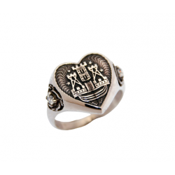 Silver ring "Heart" with the coat of arms of Klaipeda