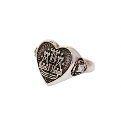 Silver ring "Heart" with the coat of arms of Klaipeda