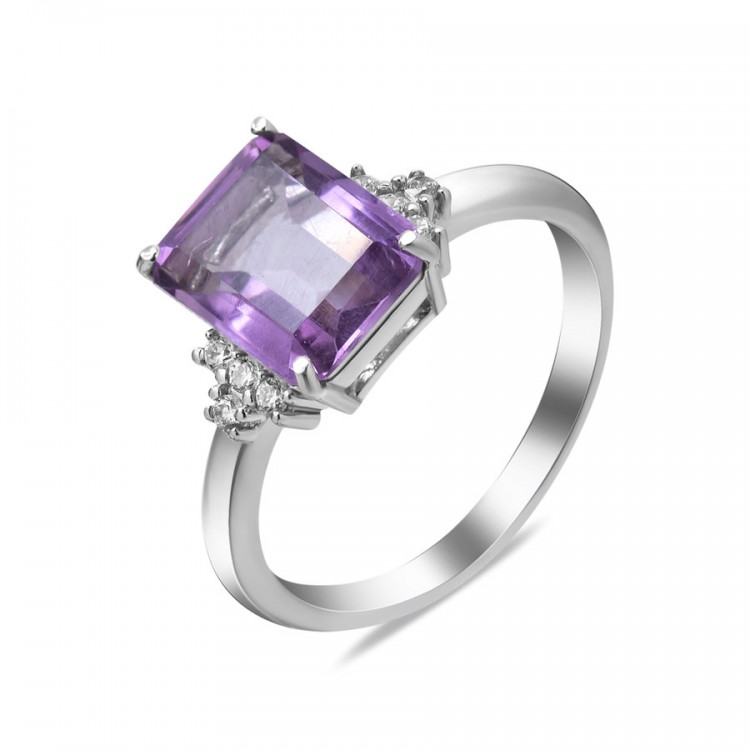 Silver ring with amethyst