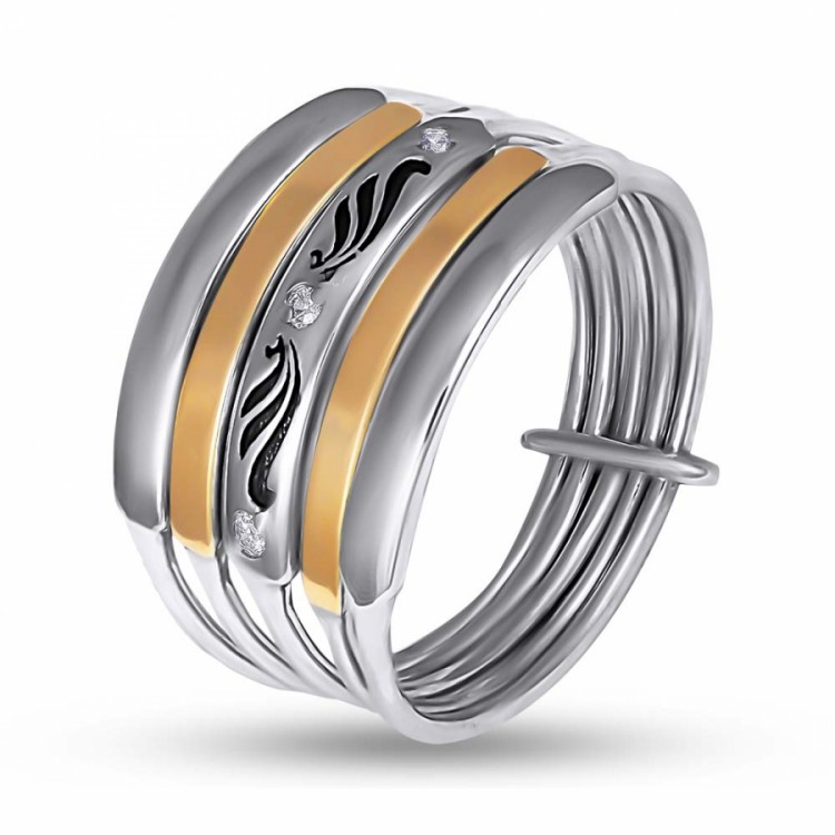 Silver ring of five rings.