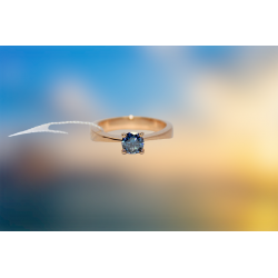 Auksinis žiedas su mėlynu Moisanitu