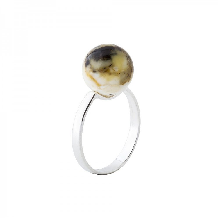 Silver ring with amber