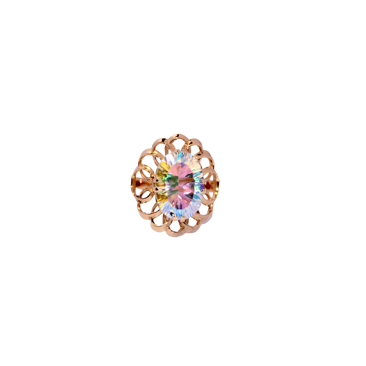 Gold ring with mystic quartz