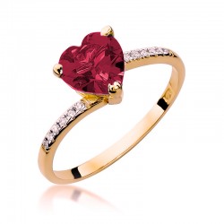 Auksinis žiedas su rubinu ir briliantais