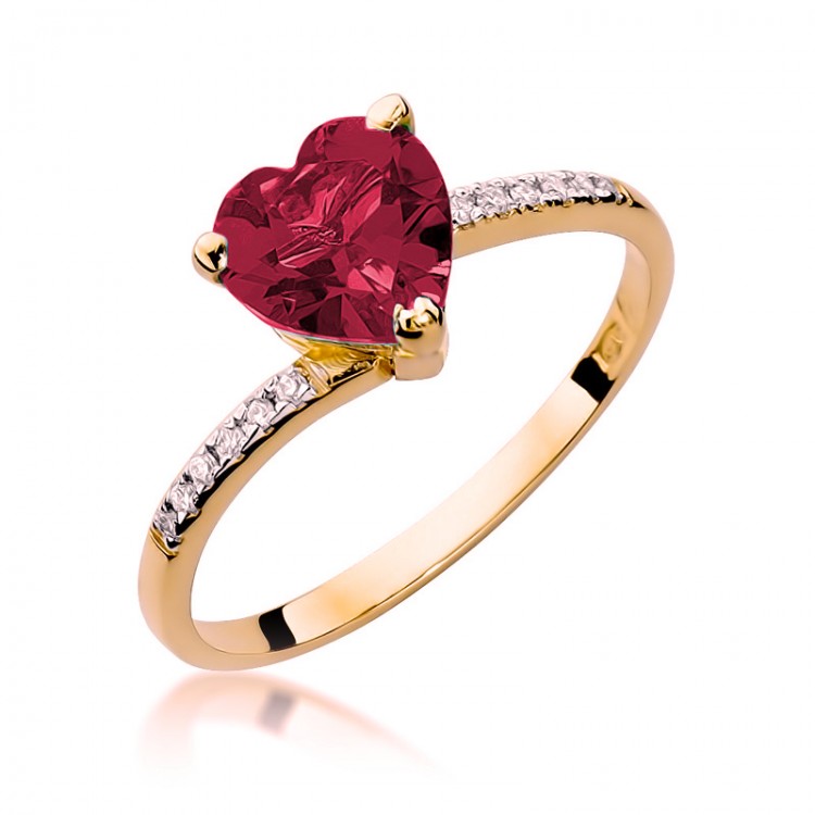Auksinis žiedas su rubinu ir briliantais