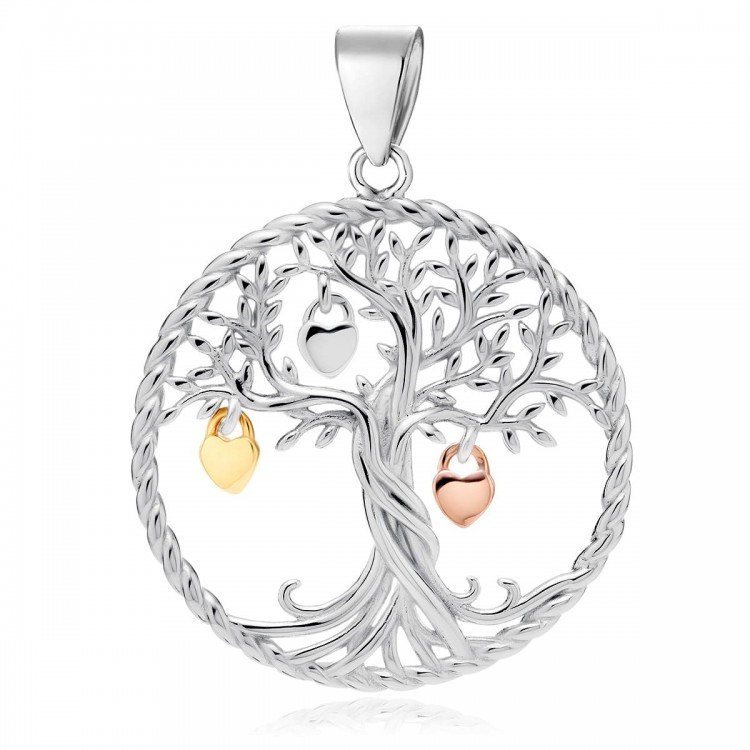Silver pendant "Tree of life" with hearts
