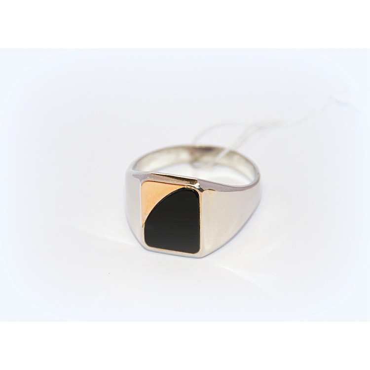 Silver men's ring with gold detail