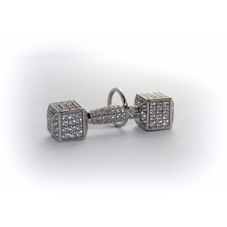 Dumbbell silver pendant
