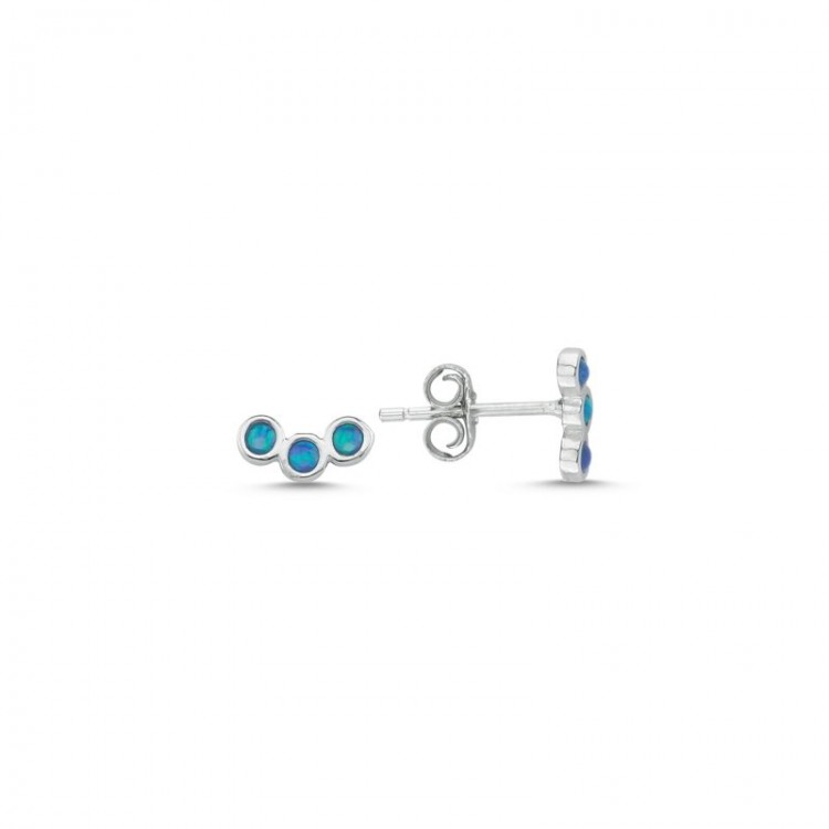 Silver minimalist earrings with opals