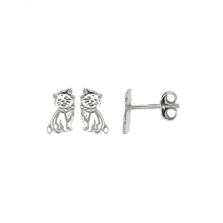 Silver earrings for children "Kitten"