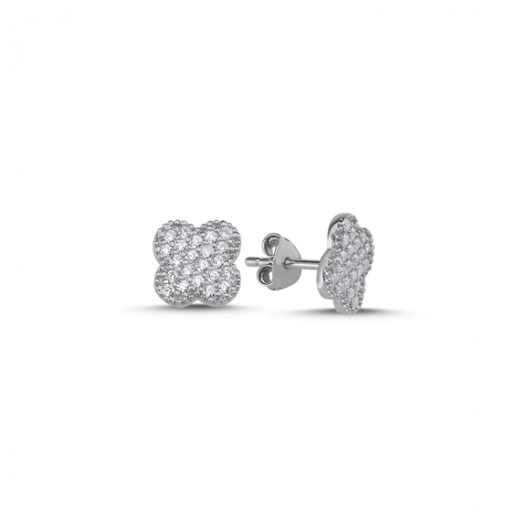 Silver earrings Four-leaf clover