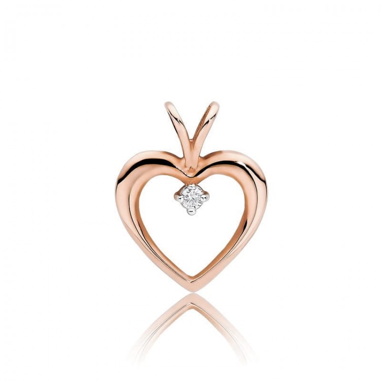 Gold pendant "Heart" with diamond