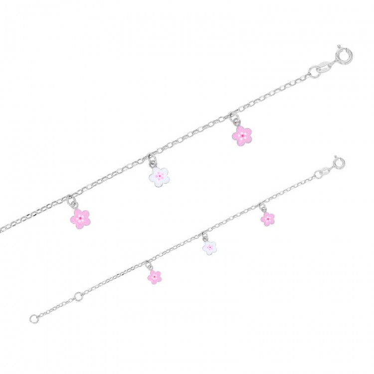 Children's silver bracelet with flowers