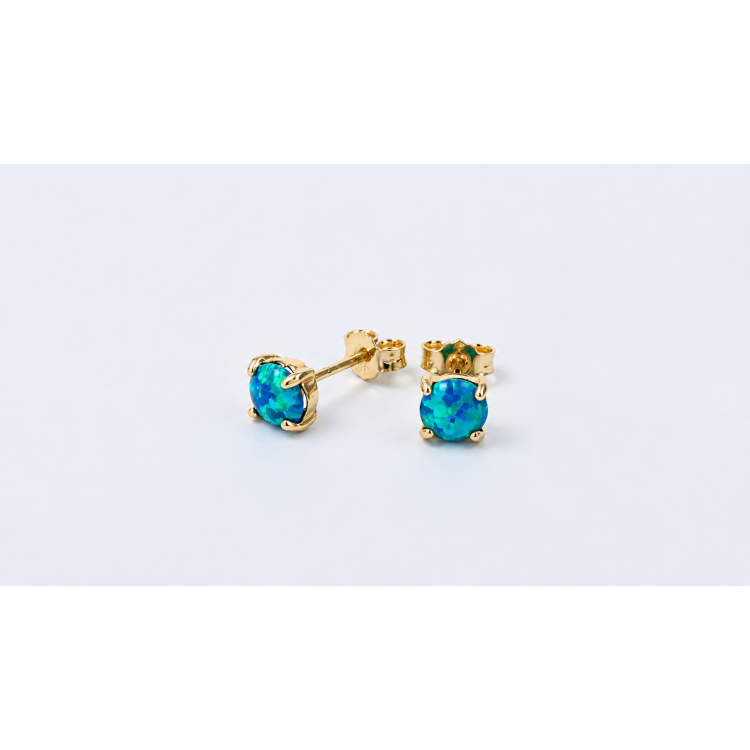 Gold earrings with opal