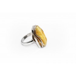 Silver ring with amber