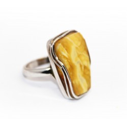 Silver ring with amber